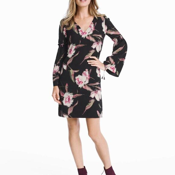 WHITE HOUSE BLACK MARKET BLACK PINK FLORAL NEW DRESS SIZE 0 (SEE MEASUREMENTS) - Picture 1 of 8
